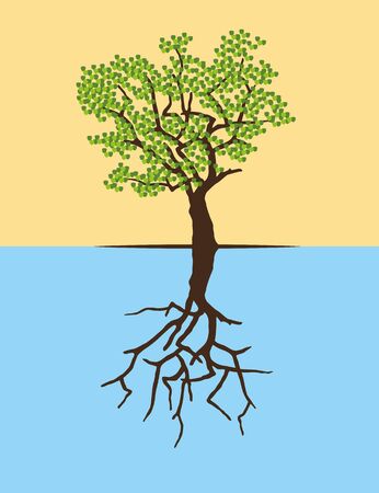tree silhouette summer and winter reflection vector illustrationのイラスト素材