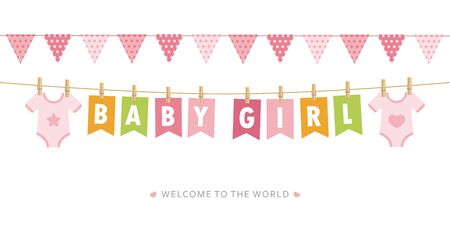 its a girl welcome greeting card for childbirth vector illustration EPS10のイラスト素材