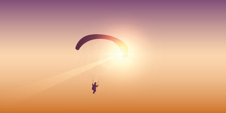 paragliding at sunset in the sky vector illustration EPS10
