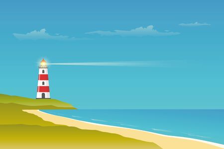 lighthouse in blue sky near beach vector illustration EPS10のイラスト素材