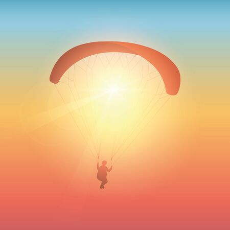 paragliding in sunny colorful sky vector illustrationのイラスト素材