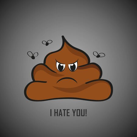 angry poop with face hate you cartoon vector illustrationのイラスト素材