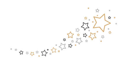 christmas golden falling star decoration isolated on white background vector illustrationのイラスト素材