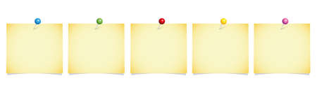 set of white note paper with colorful pins isolated on a white background vector illustration EPS10のイラスト素材