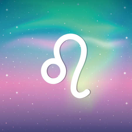 zodiac sign lion horoscope in colorful starry skyのイラスト素材