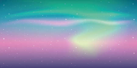 beautiful aurora borealis background colorful starry sky vector illustrationのイラスト素材