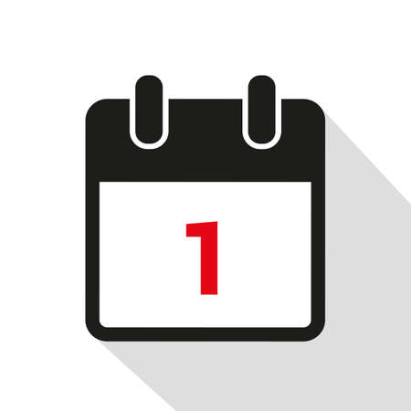 simple calendar icon 1 on white background vector illustration EPS10のイラスト素材