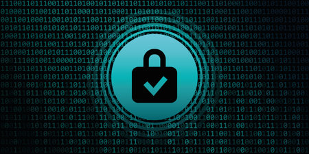 secure digital data connection with lock binary code background vector illustration EPS10