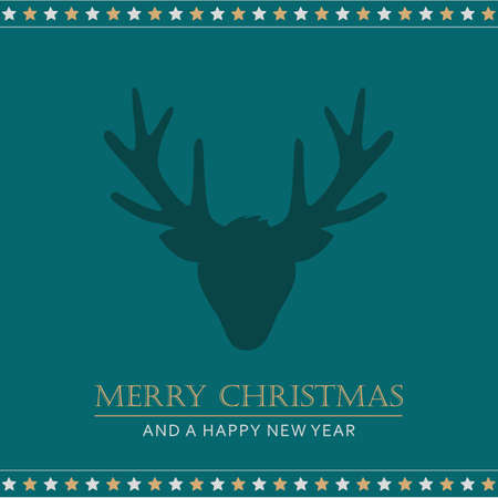 christmas greeting card with deer and stars vector illustration EPS10のイラスト素材