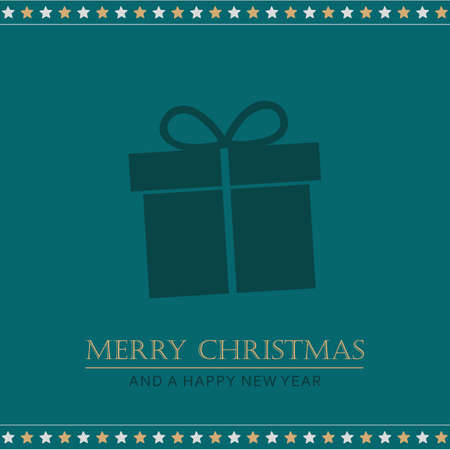 christmas greeting card with gift and stars vector illustrationのイラスト素材