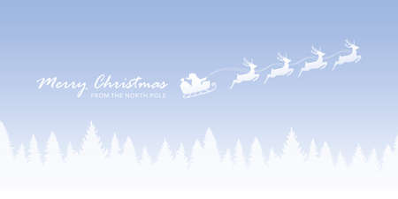 christmas banner santa claus in a sleigh with reindeer vector illustration EPS10のイラスト素材