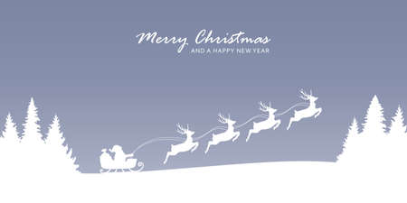 santa claus in a sleigh with reindeer christmas banner vector illustration EPS10のイラスト素材
