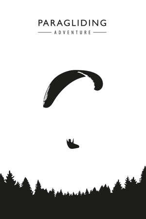 paragliding adventure on forest background vector illustrationのイラスト素材