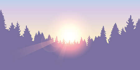purple forest pine tree background at sunset vector illustration EPS10のイラスト素材