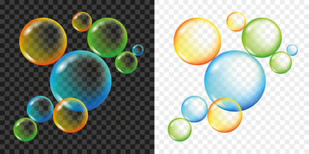 colorful transparent soap bubbles isolated vector illustration EPS10のイラスト素材