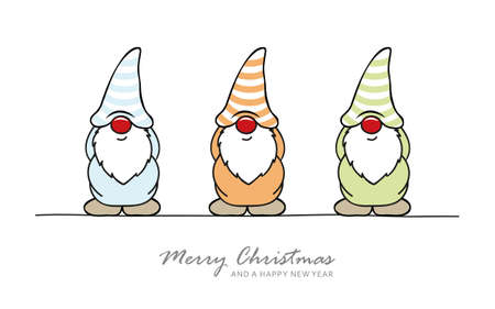christmas greeting card with cute christmas dwarfのイラスト素材