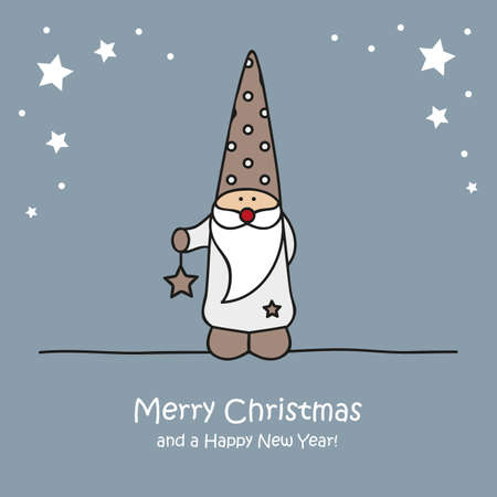 cute christmas dwarf with star christmas cartoon vector illustration EPS10のイラスト素材