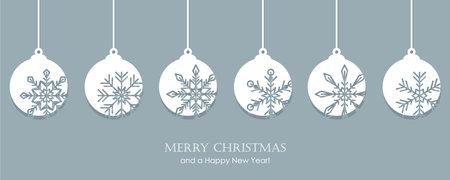 christmas card with snowflake tree balls decoration vector illustration EPS10のイラスト素材