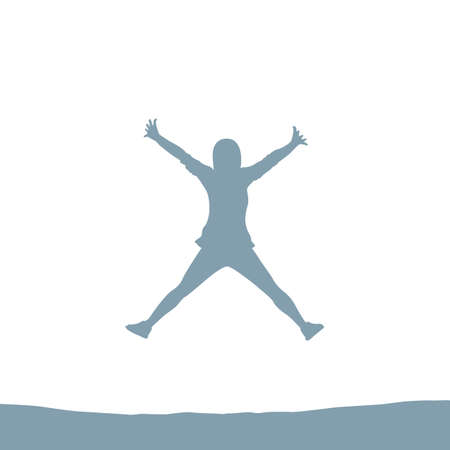 happy jumping girl silhouette isolated on white vector illustrationのイラスト素材