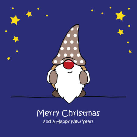 cute christmas dwarf with star christmas cartoon vector illustration EPS10のイラスト素材