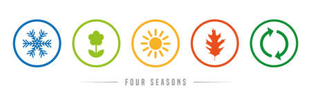 four seasons winter spring summer fall icon set vector illustrationのイラスト素材