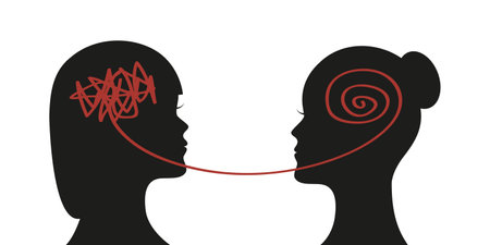 mental health woman brain silhouette psycho therapy concept vector illustration EPS10のイラスト素材