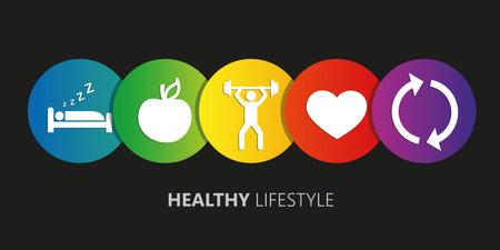 healthy lifestyle icons sleep  yoga heart sport vector illustrationのイラスト素材