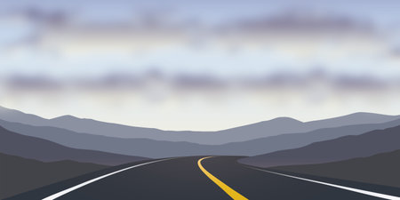 asphalt road in the desert travel landscape vector illustration EPS10