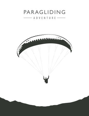 paragliding adventure paraglider silhouette isolated on white background vector illustration EPS10のイラスト素材