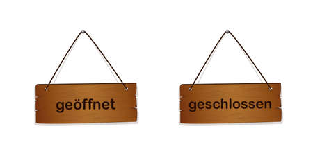 wooden sign with text open and closedのイラスト素材