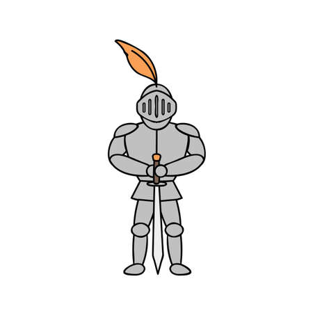 knight in armor illustration on white backgroundのイラスト素材