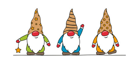 cute christmas dwarf colorful cartoon on white