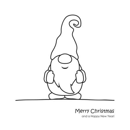 cute christmas dwarf cartoon for coloring bookのイラスト素材