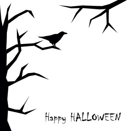 happy halloween card with raven on full moon backgroundのイラスト素材