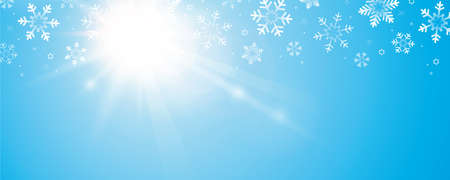 sunny winte sky background with snowflakes and copy spaceのイラスト素材