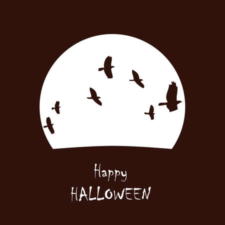 happy halloween flying raven on full moon backgroundのイラスト素材