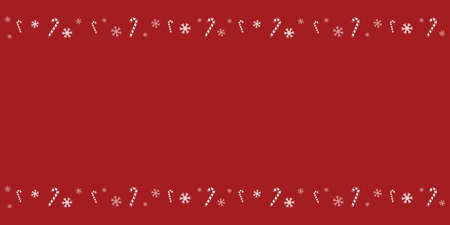 red christmas banner with snow flakes and candy caneのイラスト素材