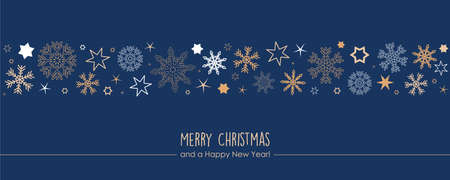 blue christmas card with snowflake border and starsのイラスト素材