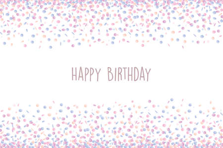 happy birthday confetti background in colorful pastel colorsのイラスト素材