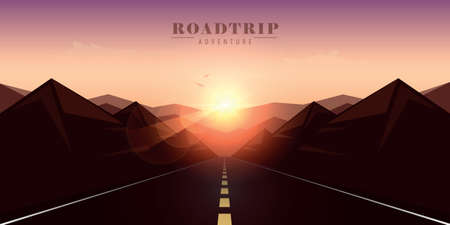 highway in the mountains roadtrip holiday adventureのイラスト素材
