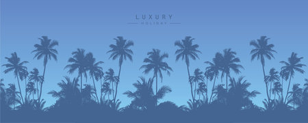 tropical palm tree silhouette background summer holiday designのイラスト素材