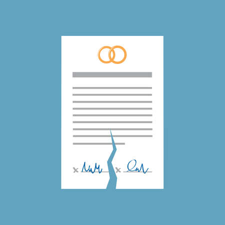 torn marriage contract separation divorce info graphicのイラスト素材