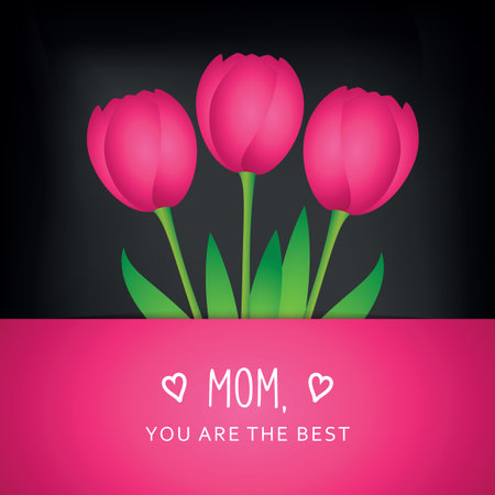 greeting card for mothers day with pink tulipのイラスト素材