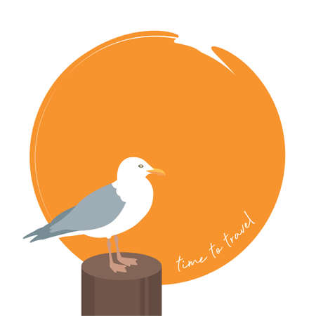 happy summer sun holiday design with sea gullのイラスト素材