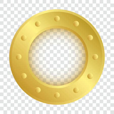 golden porthole marine ship isolated on transparent backgroundのイラスト素材