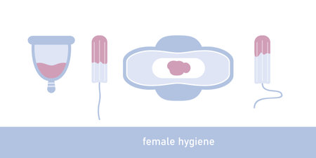 set of female hygiene products menstruation sanitary tamponのイラスト素材