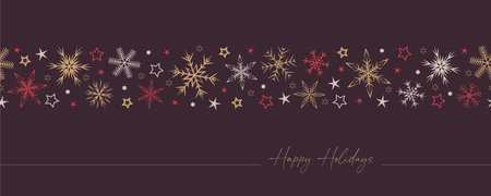 christmas greeting card banner with snowflake borderのイラスト素材