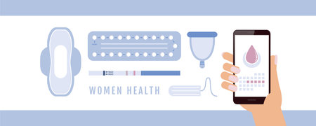 women health contraception and hygiene products info graphicのイラスト素材