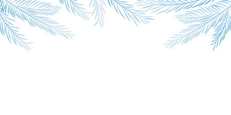 christmas winter background landscape fir branches borderのイラスト素材