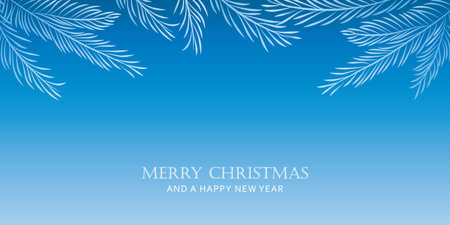 christmas winter background landscape fir branches borderのイラスト素材